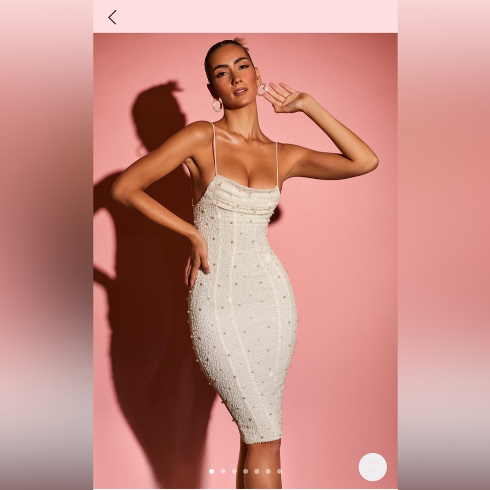 Strappy embellished midi dress in white OH POLLY